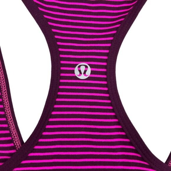 LULULEMON Cool Racerback Sz 4 Hyper Stripe Raspberry Glo Light / Plum - Picture 8 of 9